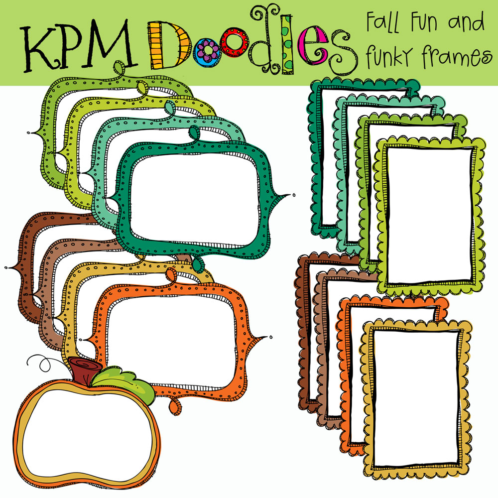 1000x1000 Fall Funky Frames Digital Clip Art