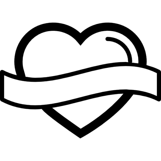 626x626 Heart Outline Heart Shape Outline With Banner Label Icons Free