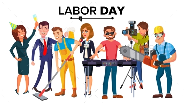 590x332 Labor Day Vector. Group Of People. Modern Jobs By Pikepicture
