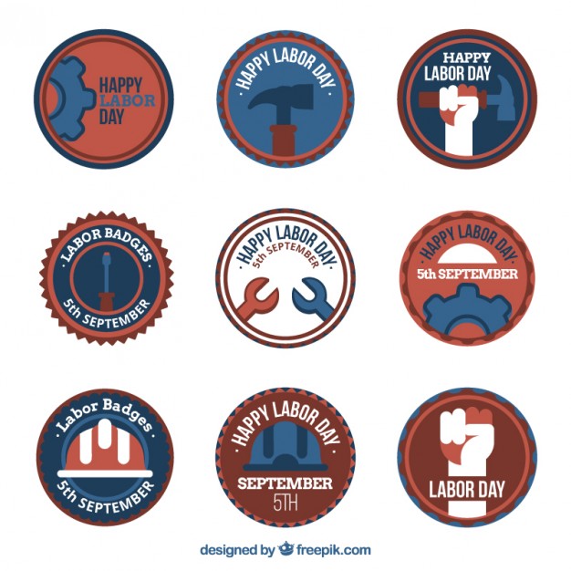 626x626 Vintage Stickers Set Of Labor Day Vector Free Download
