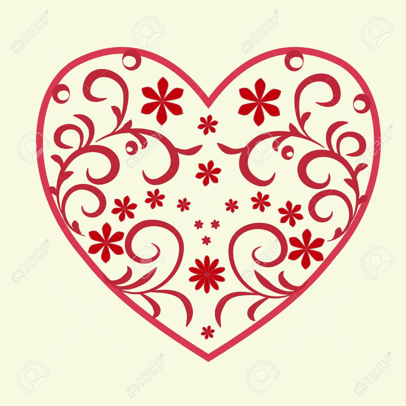 1300x1300 Lace Heart With Patterns And Flowers On A White Background Royalty