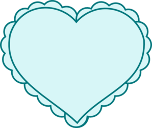 298x252 Teal Heart With Lace Outline Clip Art