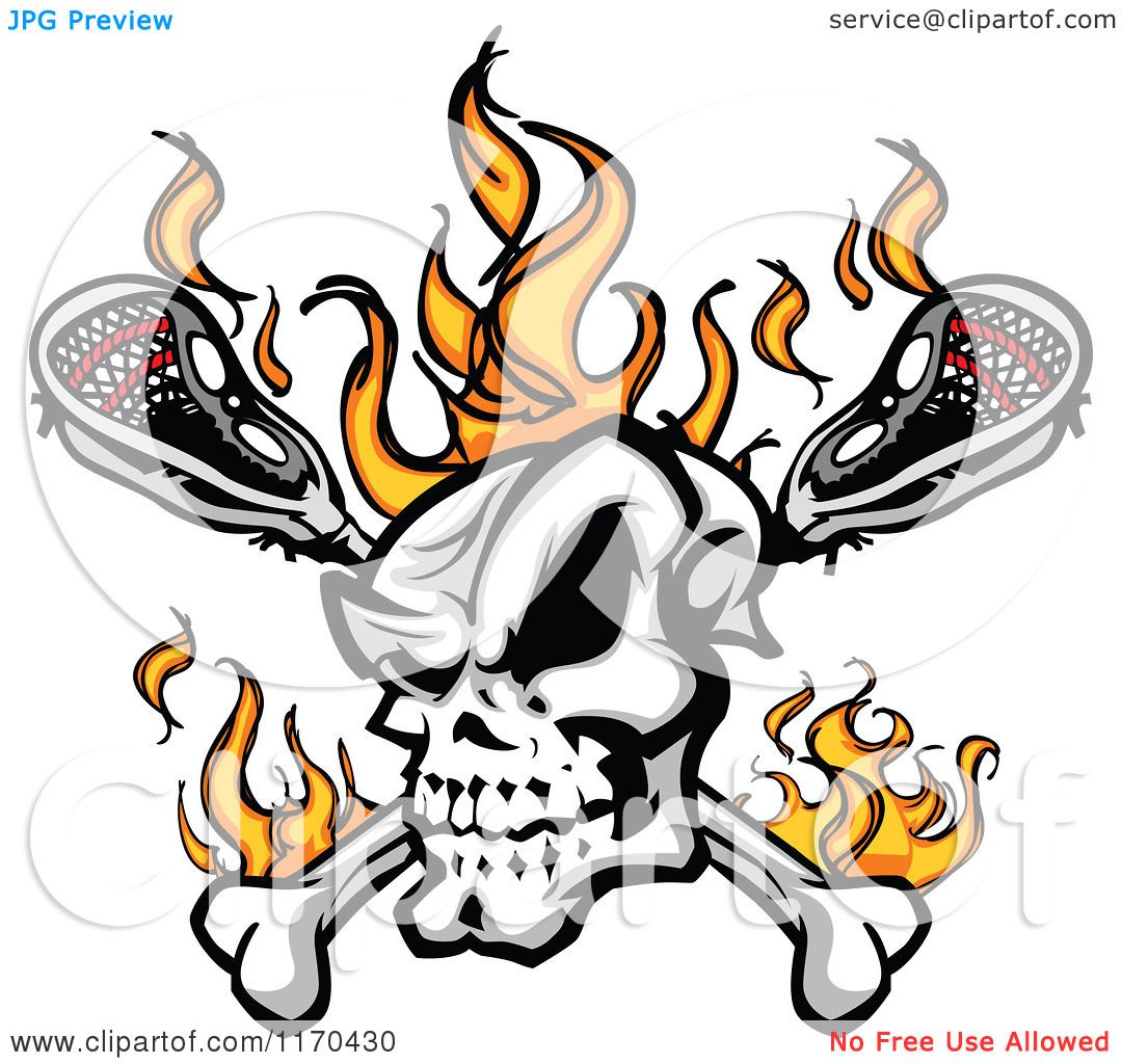 1080x1024 Cartoon Of A Flaming Lacrosse Skull Over Sticks