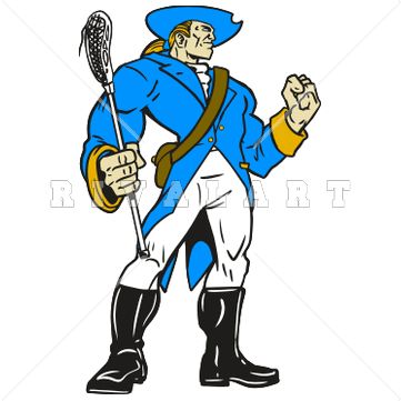 361x361 Mascot Clipart Image Of A Patriots Lacrosse Player With Muscles
