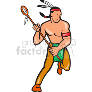 300x300 Royalty Free Lacrosse Indian Player Running 389979 Vector Clip Art