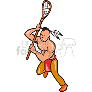 300x300 Royalty Free Lacrosse Indian Player Running Right Side 389965
