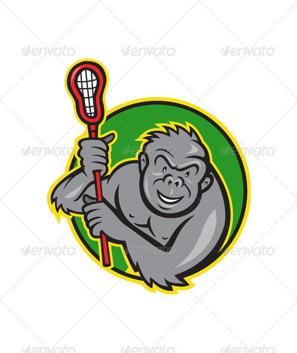 590x700 Gorilla Ape With Lacrosse Stick Cartoon By Patrimonio Graphicriver