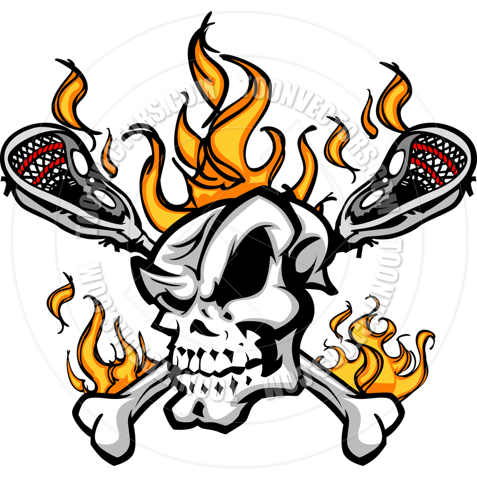940x940 Lacrosse Skull And Flaming Sticks Cartoon Image By Chromaco Toon