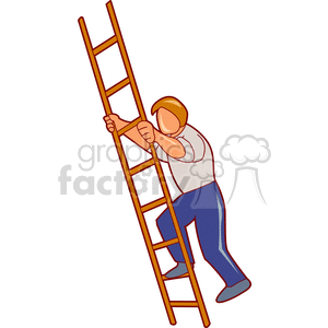 300x300 Royalty Free Cartoon Man Climbing A Ladder 154504 Vector Clip Art