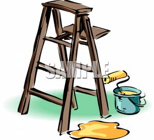 300x273 Bucket Of Paint At The Foot Of A Ladder Clipart Image