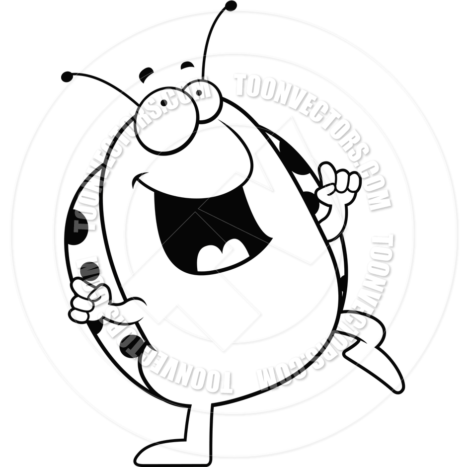 940x940 Cartoon Ladybug Dancing (Black And White Line Art) By Cory Thoman