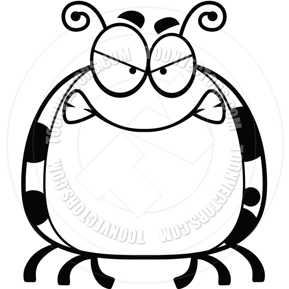940x940 Cartoon Little Ladybug Angry (Black And White Line Art) By Cory