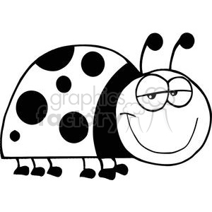 300x300 Royalty Free Black And White Happy Ladybug 379453 Vector Clip Art