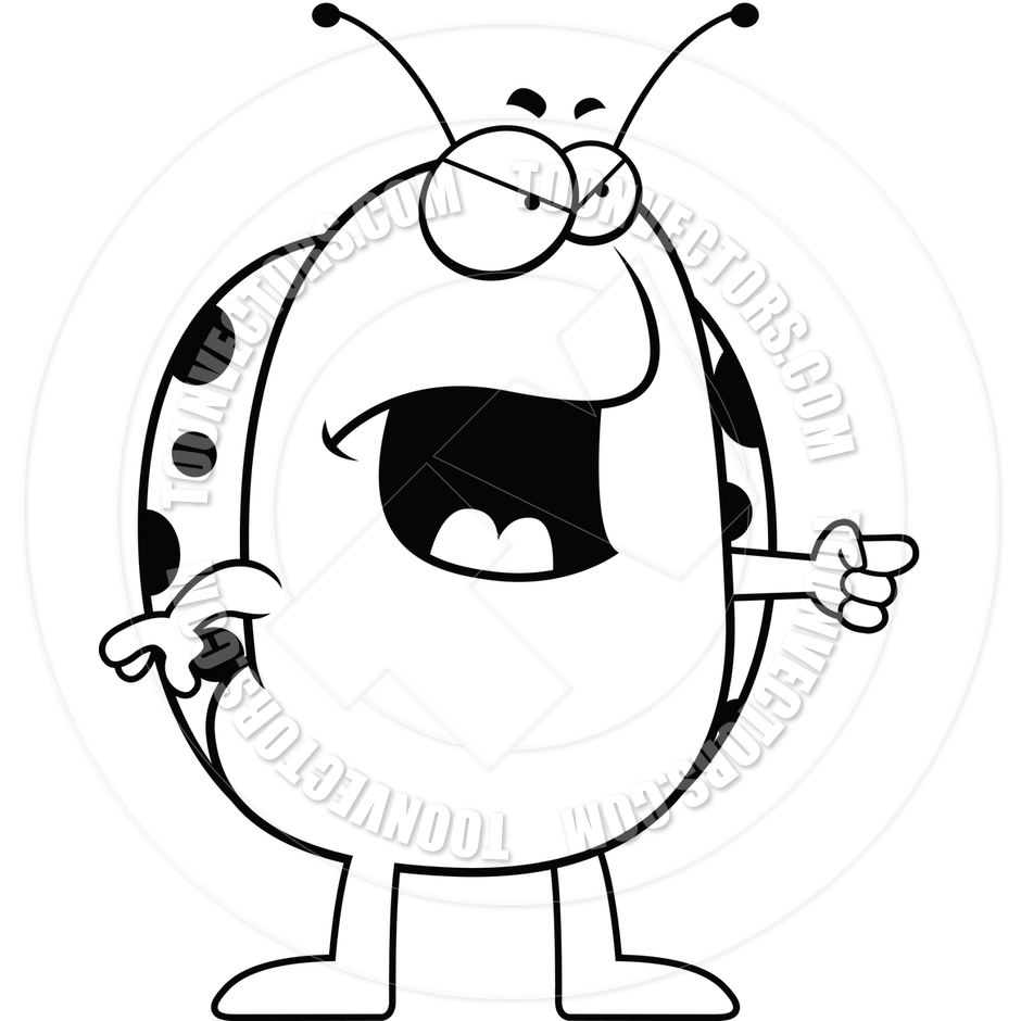 940x940 Cartoon Ladybug Angry (Black And White Line Art) By Cory Thoman