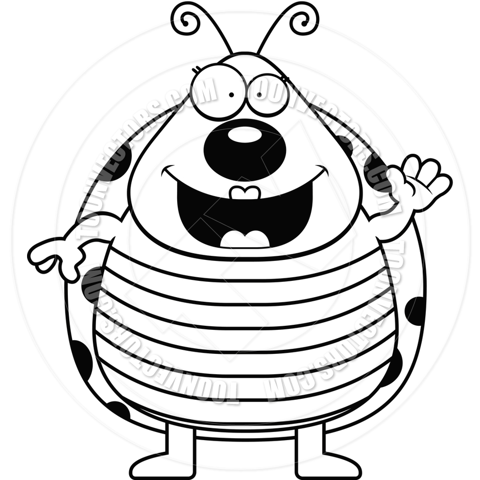 940x940 Cartoon Ladybug Waving (Black And White Line Art) By Cory Thoman