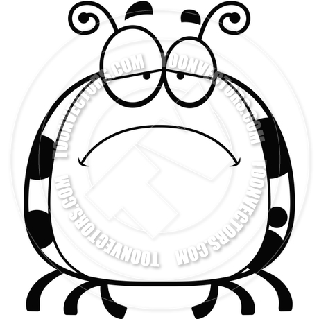 460x460 Cartoon Little Ladybug Sad (Black And White Line Art) By Cory