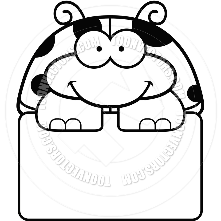 940x940 Cartoon Little Ladybug Sign (Black And White Line Art) By Cory