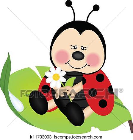 447x470 Clipart Of Ladybug Sitting On A Green Leaf K11703003