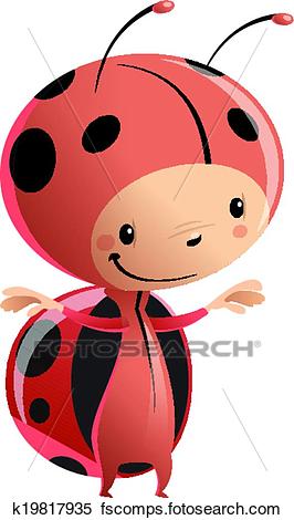 266x470 Clipart Of Cartoon Kid Wearing Funny Ladybug Costume K19817935