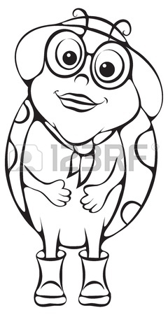 240x450 Funny Ladybug Color And Outline Illustration Royalty Free Cliparts
