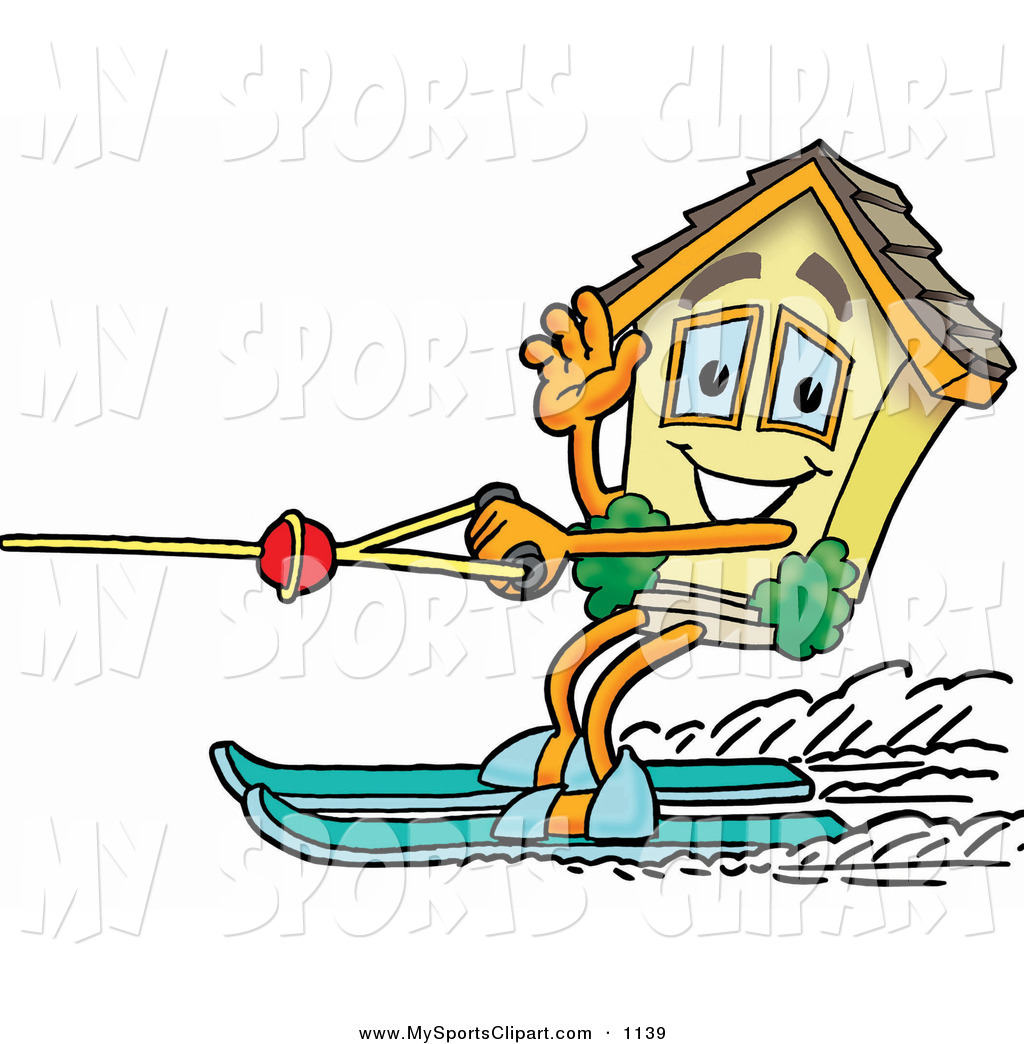1024x1044 Sports Clip Art Of A House Mascot Cartoon Character Waving While