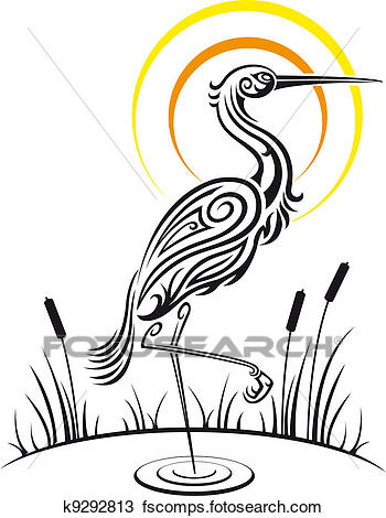 350x470 Clipart Of Heron Bird On The Lake K9292813