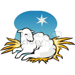 300x300 Royalty Free White Lamb Laying On Some Straw 142909 Vector Clip