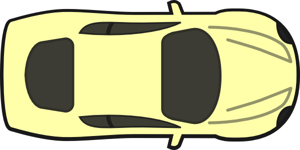 600x300 Yellow Car, Top View Clip Art