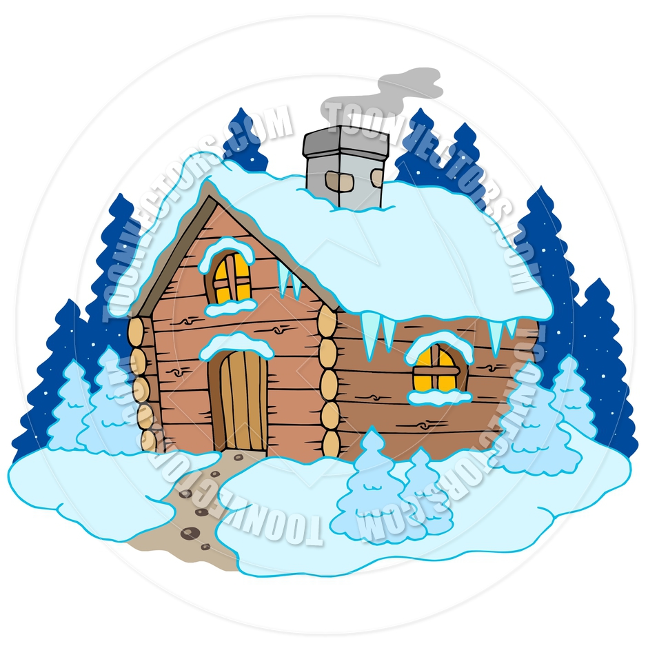 940x940 Cartoon Wooden Cottage In Winter Landscape By Clairev Toon