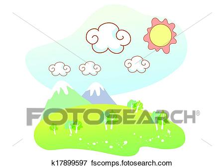 450x338 Clip Art Of Natural Landscape Cartoon K17899597