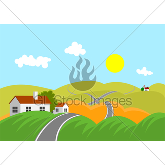 325x325 Summer Cartoon Landscape. A Ground Road In A Park. Gl Stock Images