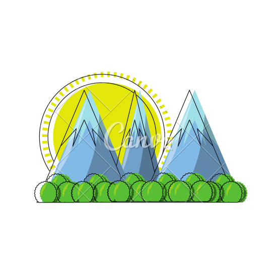 550x550 Cartoon Alps Landscape Vector