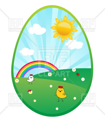 343x400 Cartoon Summer Landscape In An Egg Royalty Free Vector Clip Art