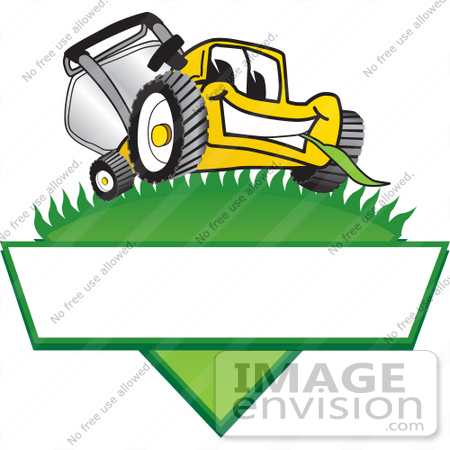 450x450 Clip Art Graphic Of A Yellow Lawn Mower Mascot Character Facing