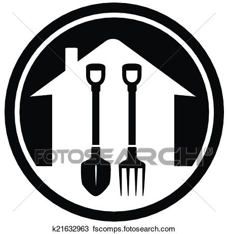 450x462 Clipart Of Garden Landscaping Icon With Shovel And Pitchfork