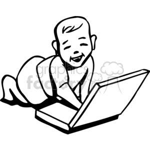 300x300 Royalty Free A Black And White Baby Playing With A Laptop 156461