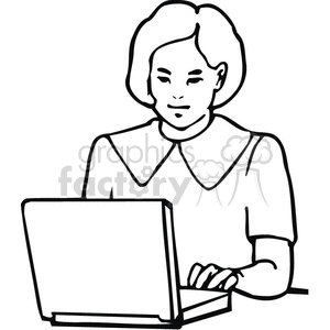 300x300 Royalty Free Blacknd White Outline Of Student Typing On