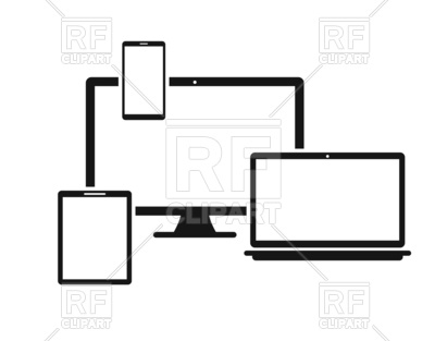 400x313 Tablet, Laptop And Phone Monitors Icons Royalty Free Vector Clip