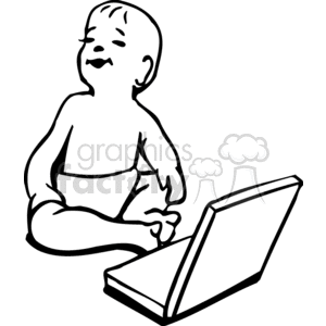 300x300 Royalty Free Little Blacknd White Baby Sitting In Front