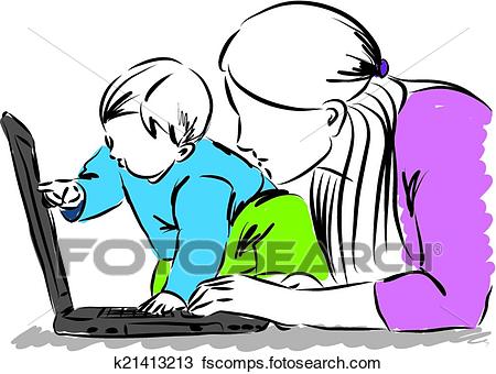 450x340 Clipart Of Baby And Mom