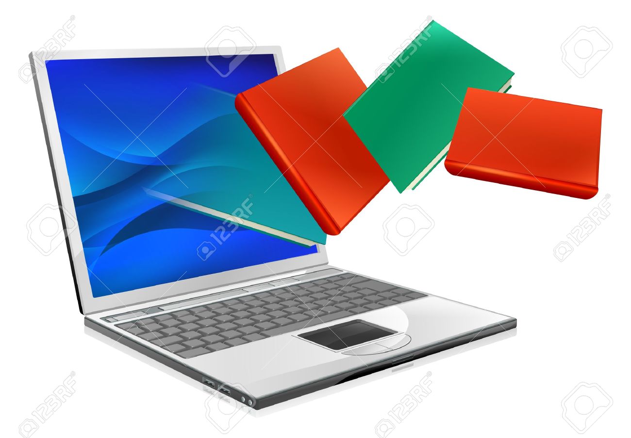 1300x903 Books And Computer Clipart