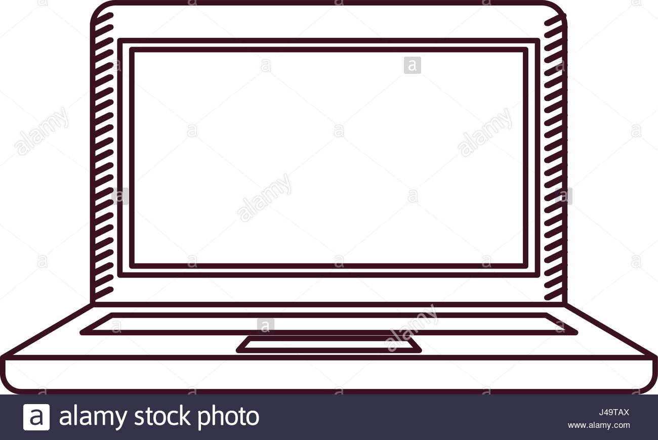 1300x870 Monochrome Silhouette Of Laptop Computer Stock Vector Art