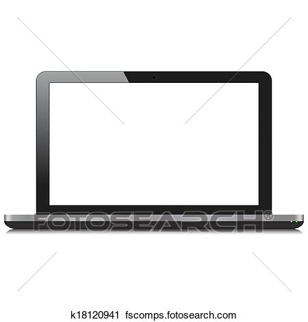 450x470 Clipart Of Laptop Computer With Blank Screen K18120941