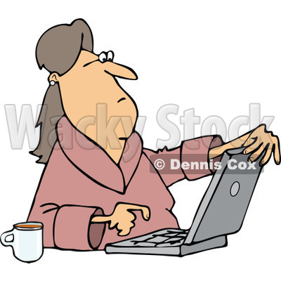 400x400 Of Caucasian Woman In Her Robe, Sitting With Coffeend Using
