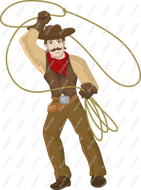 596x800 Cowboy With Rope Clip Art
