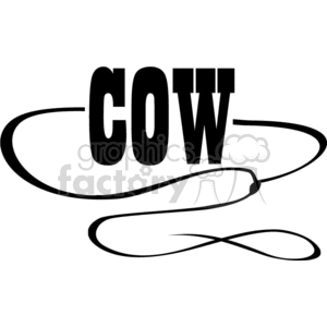 300x300 Royalty Free Black And White Rope Around The Word Cow 371906
