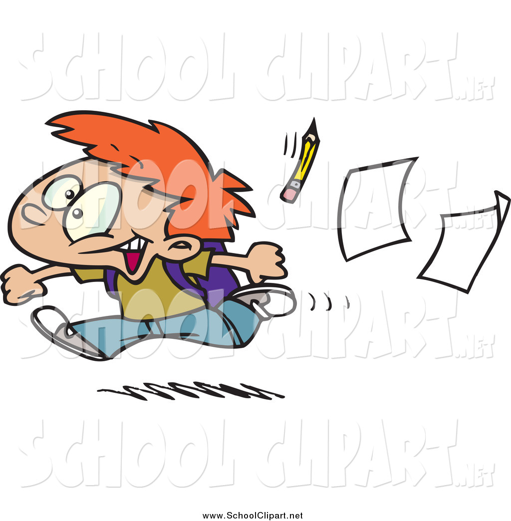 1024x1044 Clip Art Of A Cartoon Red Haired Boy Running Home On The Last Day