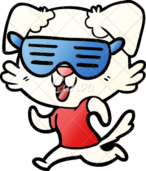 471x550 Laughing Cartoon Dog Jogging In Cool Shades