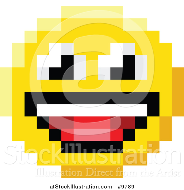600x620 Vector Illustration Of A Laughing 8 Bit Video Game Style Emoji
