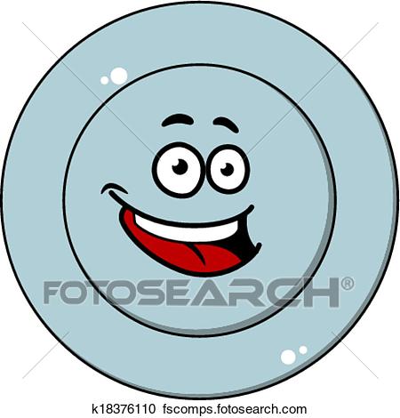 450x470 Clipart Of Happy Blue Plate With A Laughing Face K18376110